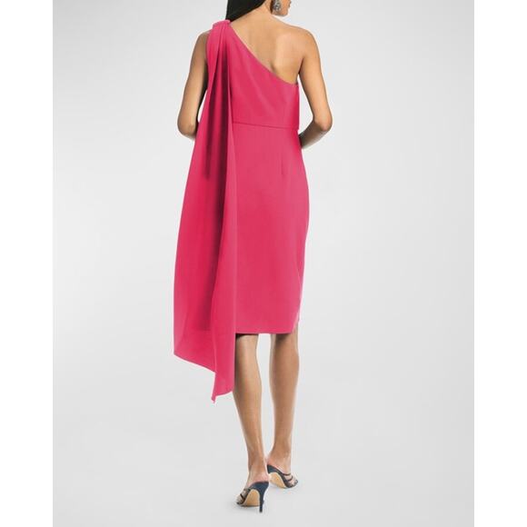 Sachin + Babi Miranda Draped One Shoulder Crepe Midi Dress Pink 4 - Picture 3 of 9